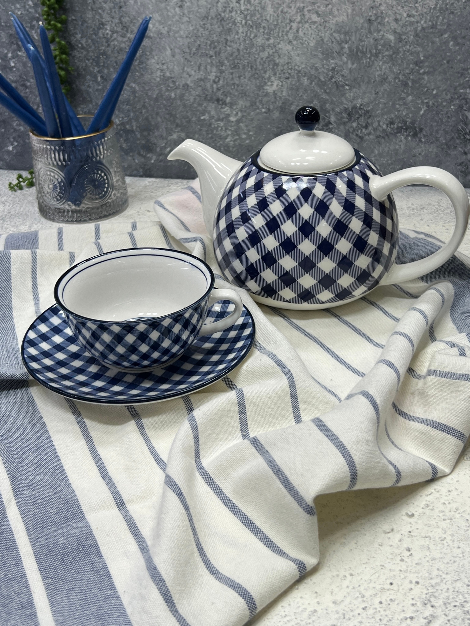 خرید انلاین فنجان نعلبکی چینی رنگ سورمه ای برند زاراهوم